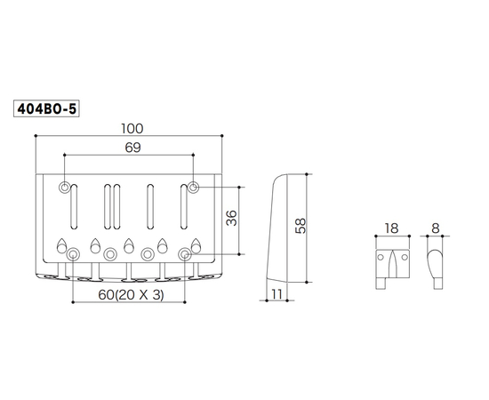 Бридж для бас-гитары GOTOH 404BO-5 (B)