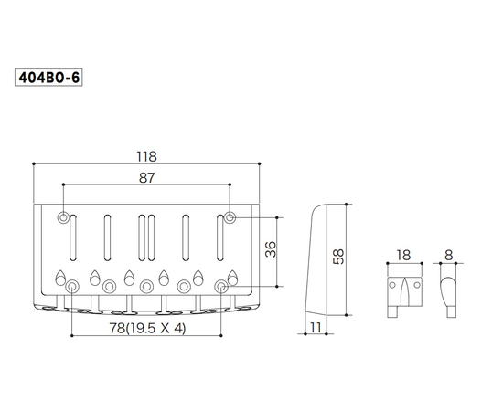 Бридж для бас-гитары GOTOH 404BO-6 (B)