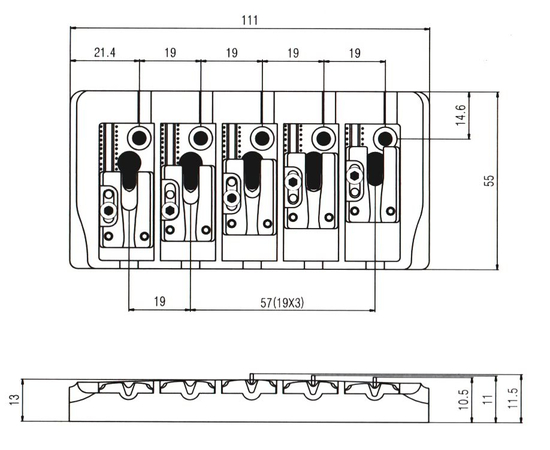 Бридж для бас-гитары PAXPHIL BB405 BK