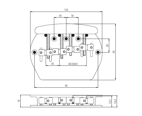 Бридж для бас-гитары PAXPHIL BB422 CR