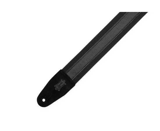 Гітарний ремінь LEVY'S MC2CG-BLK-BLK Cotton Combo Guitar Strap – Black Cotton with Black Leather Strip