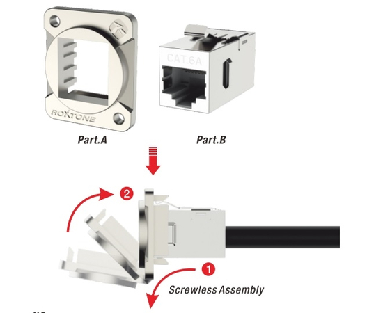 Роз'єм Roxtone RAD-C6A RJ45(CAT6a) панельний