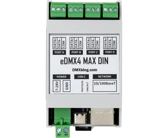 Инсталляционный преобразователь сигнала DMXking eDMX4 MAX DIN