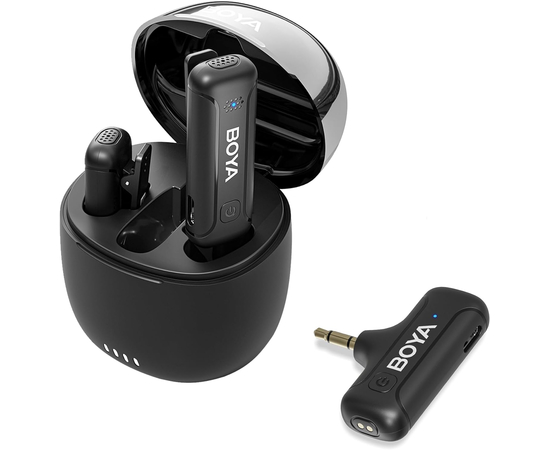 Радіосистема для смартфонів та камер (роз'єм 3.5 mm jack), 2 мікрофони + 1 приймач Boya BY-WM3T-M2 charging case - 155756 за 3150 грн. | 4Club