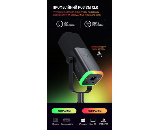 Студийный динамический XLR/USB микрофон FIFINE AM8