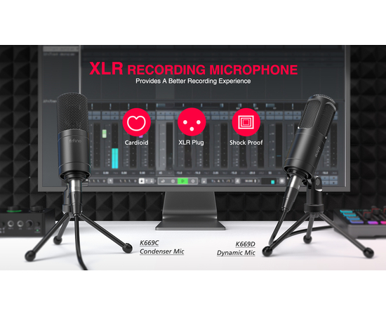 Студійний динамічний XLR мікрофон FIFINE K669D