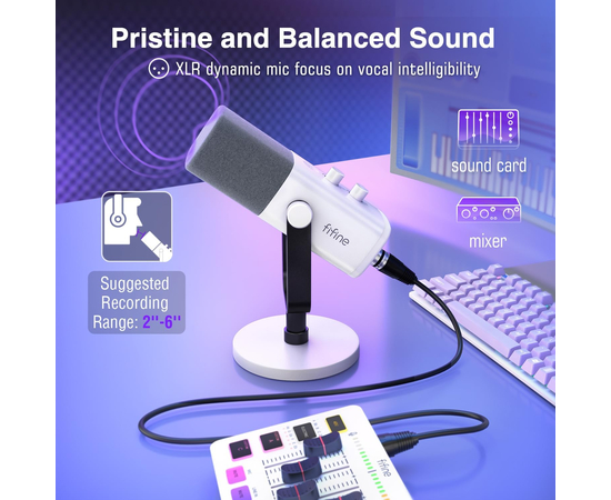 Студійний динамічний XLR/USB мікрофон FIFINE AM8W