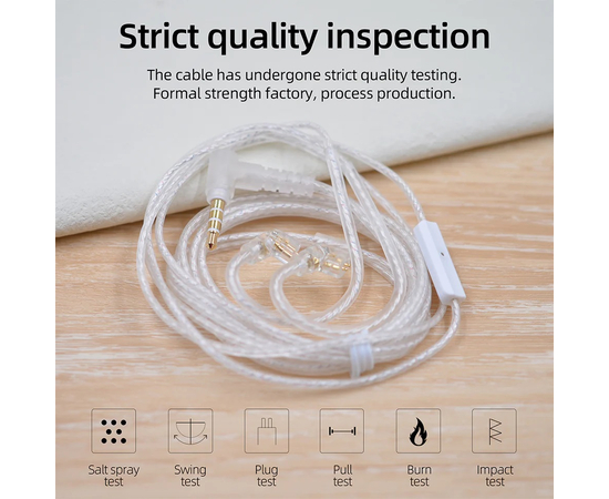 Кабель для навушників з мікрофоном KZ Audio Standard SILVER Cable MIC