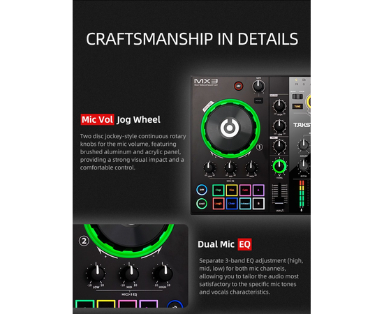 DJ-контролер / мікшер Takstar MX3 Mixer Webcast