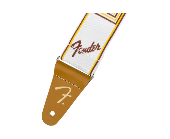 Гітарний ремінь FENDER STRAP 2" WEIGHLESS MONOGRAMMED WHITE/BROWN/YELLOW