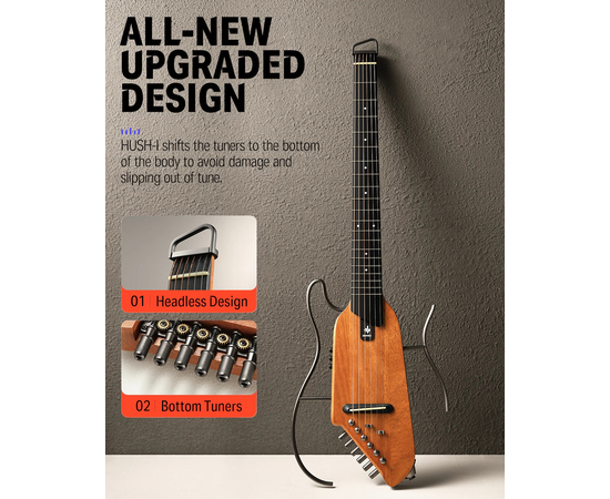 Silent гітара Donner Music HUSH-Ⅰ Silent Guitar Mahogany Natural EC1781