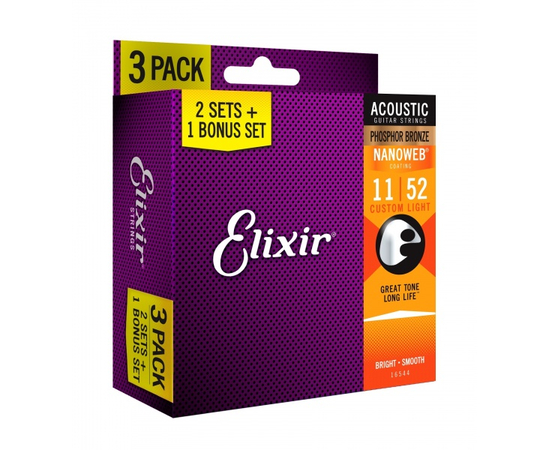 Струни для акустичної гітари (сет із 3-х упаковок) Elixir PB NW CL (3 Pk) - 159716 за 2218 грн. | 4Club