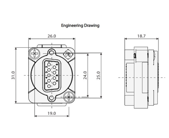 Прохідний роз'єм D-SUB 9P Roxtone RAD9FD мама