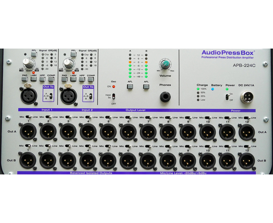 Активный портативный аудио-сплиттер (пресс-бокс) AudioPressBox APB-224 C
