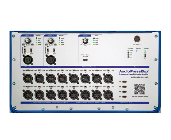 Активный портативный аудио-сплиттер (пресс-бокс) AudioPressBox APB-320 C-USB