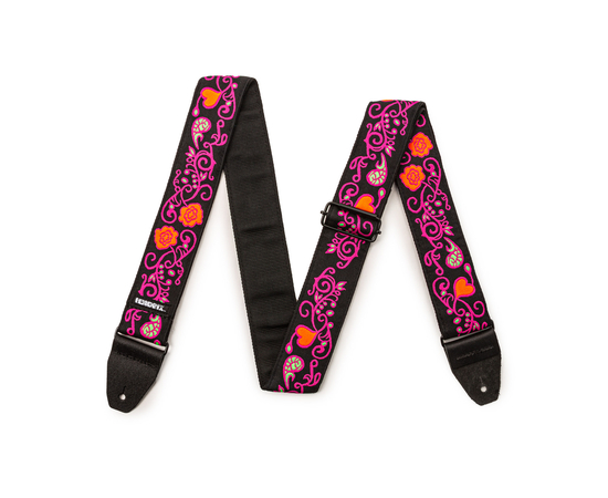 Гитарный ремень DUNLOP JIMI HENDRIX BLACKLIGHT MONTEREY PINK STRAP