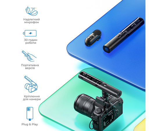 Бездротовий мікрофон-трансформер BOYA Magic-02 Type-C/Lightning Black