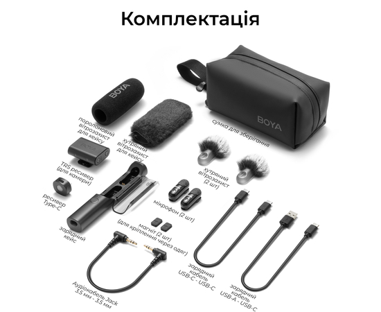 Бездротовий мікрофон-трансформер BOYA Magic-03 Type-C/TRS Black