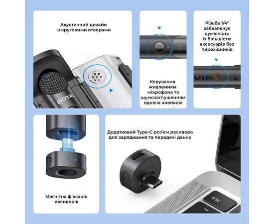 Беспроводной микрофон-трансформер BOYA Magic-07 Type-C Black