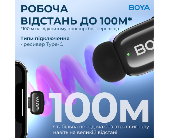 Беспроводной петличный микрофон BOYA mini-16 Type-C Black