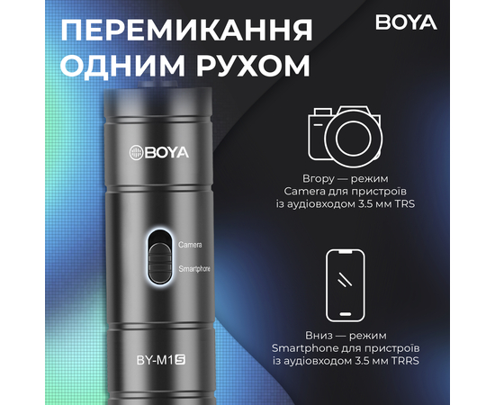Універсальний петличний мікрофон BOYA BY-M1S Black