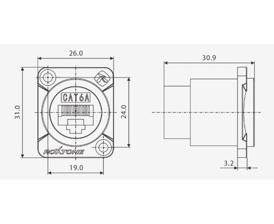 Роз'єм Roxtone RAE8FD-C6A-B панельний