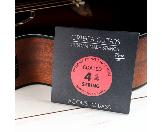 Струны для акустической бас-гитары Ortega ABP-4 Phosphor Bronze Coated Custom Made Pro, 45-100