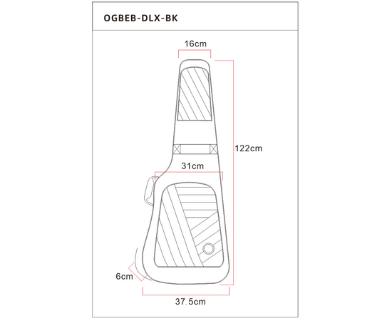 Чехол для бас-гитары Ortega Deluxe OGBEB-DLX-BK Black