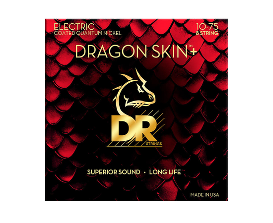 Струни для 8-струнної електрогітари DR Strings DRAGON SKIN+ Electric - Medium 8-String (10-75) (DEQ8-10) - 161545 за 0 грн. | 4Club